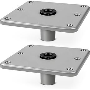 Marine Boat Seat Mounting Base - 7"x7" Aluminum Pedestal, 3/4" Post Socket for Heavy Duty Boat Seat Installation - Silver 2 Pack in Saudi Arabia