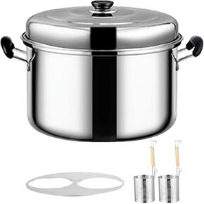 Stainless Steel Pasta Cooker Pot with Colander Set - 2/3/4 Holes, Lid, Suitable for Gas & Induction Stoves, Commercial Soup Pot in Kuwait