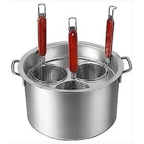 Commercial Stainless Steel Pasta Cooker Set with Dividers, 3/5/6 Mesh Filter Baskets, Strainer, Stock Pot, Ideal for Noodles, Pasta, Dumplings, Soups, Compatible with All Cooktops in Kuwait