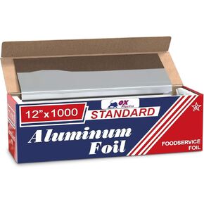 Ox Plastics Standard Premium Aluminum Foil | 12"x1000 Feet Long | Industrial Size and Strength | Commercial Grade & Length Foil Wrap for Food Service Industry and Home Use| Strong Silver (1 Pack) in Saudi Arabia