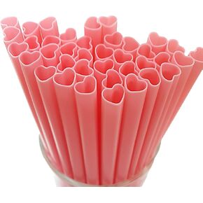 The best MOON 100pcs Heart Shaped Pink Straws Disposable Drinking Cute Straw Individually Wrapped Pink Plastic Straw Galentines Day, Cocktail, Birthday Party, Bridal Shower, Wedding Decorations in Saudi Arabia