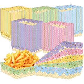 Ice Cream Party Decorations-50Pcs Disposable Boats Paper Food Serving Tray for Kids Girls Baby Shower Ice Cream Birthday Party Supplies in Saudi Arabia