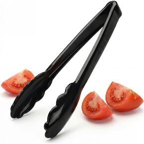 24 Pack Plastic Tongs for Serving, 9 Inch Disposable & Reusable Food Tongs with Scalloped Tips, Heavy Duty for BBQ, Catering, Buffet, Parties, Bulk Food Service (Black) in Saudi Arabia