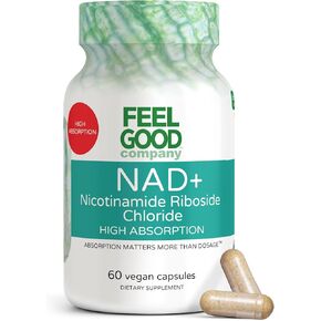 مكمل NAD+ من شركة Feelgood - دعم الطاقة المضادة للشيخوخة والطاقة الخلوية - يدعم الطاقة والوظيفة الإدراكية والصحة الخلوية - 60 كبسولة - سلائف NAD+ in Kuwait