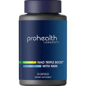ProHealth NAD Triple Boost™ مع NMN 500mg وNMNH 100 mg Plus Apigenin وTrans-Resveratrol. يعزز طول العمر وصحة القلب والدماغ، وينشط السيرتوينز لإصلاح الخلايا (30 حصة) in Kuwait