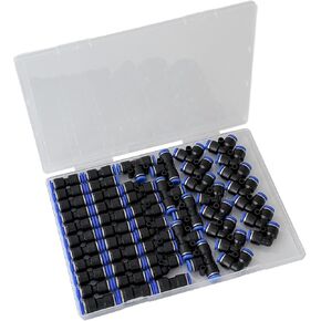 طقم تركيبات خرطوم الهواء 50 قطعة - 1/4 بوصة دفع OD لتوصيل التركيبات الهوائية، 20 مستقيمًا + 15 مرفقًا + 6 تي + 6 فواصل + 3 اتحاد مخفض in Kuwait