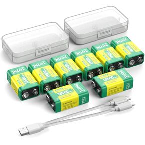 بطارية 9 فولت للكشف عن الدخان ، بطاريات ليثيوم 9V القابلة لإعادة الشحن - 13500 ميجا واتين بطاريات LI -ion مع كابل الشحن الصغير - شحن سريع في 1.5 ساعة ، (4 عبوات) in Kuwait