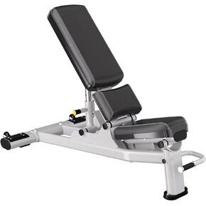 Adjustable Weight Bench 1400LBS Capacity - 2.5mm Thick Heavy Duty Steel Frame, 7 Position Adjustable Backrest, Silver & Black with Transport Wheels, Foldable Home Gym Strength Training Equipment for Full Body Workout in Saudi Arabia