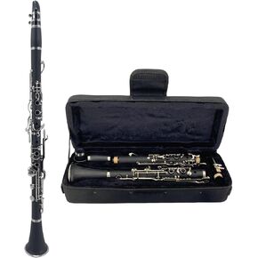 Bb Clarinet for Beginners Student Clarinet 17 Nickel-Plated Keys with Case, Mouthpiece, Reeds, Stand - Easy to Play Ebony Clarinet Kit, Best for Band Orchestra (Bb-key) in Kuwait