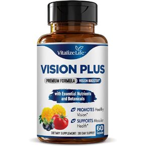 Vision Plus Complete Eye Supplements for Adults – Eye Vitamins for Seniors with Lutein, Bilberry, and Zeaxanthin – Eye Vitamin and Mineral Supplement for Clarity and Sight Care – 60 Capsules in Kuwait