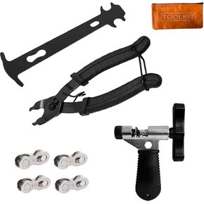 مجموعة أدوات إصلاح سلسلة الدراجة مع قاطع السلسلة، كماشة وصلة رئيسية متعددة الوظائف ومدقق التآكل لدراجات ذات سرعة 7-11 وسرعة واحدة in Kuwait