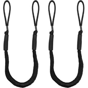 NewDoar 2 Pack Bungee Dock Lines Mooring Rope 2200LBS Boat Dock Anchor Line with Side Foam Floats for Sailboat, PWC, Kayak, Wooden Boat,Surfboard, Watercraft Accessories(4FT,Black) in Kuwait