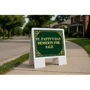 St. Patty'S Day Desserts For Sale St. Patrick'S Day Irish Clover Fancy Gold Up Arrows A-Frame Single Sided 23x23 in. sign in Kuwait