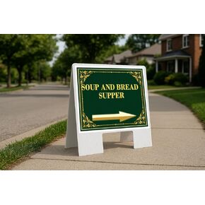 Soup And Bread Supper St. Patrick'S Day Irish Clover Fancy Gold Directional Arrows A-Frame Double Sided 23x23 in. sign in Kuwait