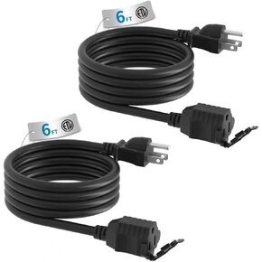 سلك تمديد TiFFCOFiO للأماكن الداخلية والخارجية مقاوم للماء، سلك طاقة بطول 6 أقدام و3 شقوق للمنزل والحديقة، 16 AWG، 13A/1625W، مدرج في قائمة ETL، عبوتان in Kuwait