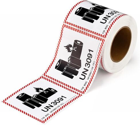 500 Pcs UN3091 Lithium-ion Battery Caution Labels - 4.5 x 5 Inch Caution Lithium Warning Adhesive Stickers Fragile Label for Transport Shipping Warning in Saudi Arabia