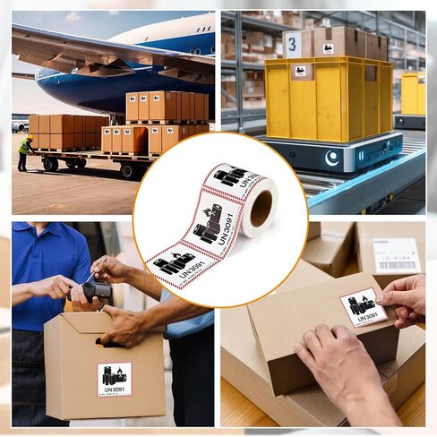 500 Pcs UN3091 Lithium-ion Battery Caution Labels - 4.5 x 5 Inch Caution Lithium Warning Adhesive Stickers Fragile Label for Transport Shipping Warning in Saudi Arabia