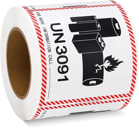 500 Pcs UN3091 Lithium-ion Battery Caution Labels - 4.5 x 5 Inch Caution Lithium Warning Adhesive Stickers Fragile Label for Transport Shipping Warning in Saudi Arabia