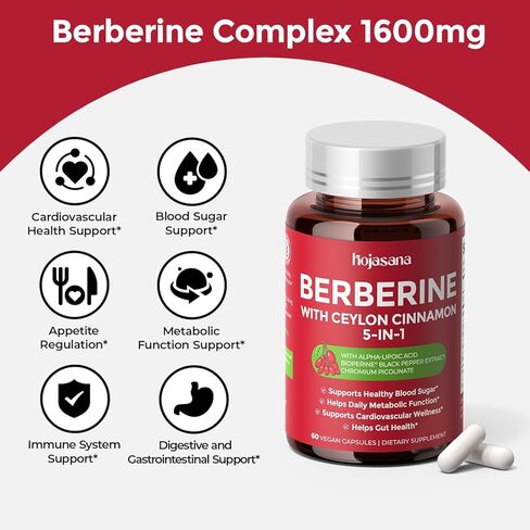 كمية تكفي لمدة 30 يومًا، بربارين 1600 مجم، بربارين مع قرفة سيلان لسكر الدم والكوليسترول والتمثيل الغذائي* | خالٍ من الغلوتين، وغير معدل وراثيًا، ومكمل نباتي بربارين | 60 كبسولة in Kuwait