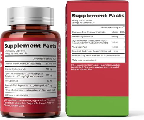 كمية تكفي لمدة 30 يومًا، بربارين 1600 مجم، بربارين مع قرفة سيلان لسكر الدم والكوليسترول والتمثيل الغذائي* | خالٍ من الغلوتين، وغير معدل وراثيًا، ومكمل نباتي بربارين | 60 كبسولة in Kuwait