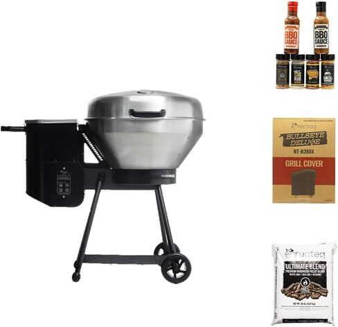 recteq Pellet Grill RT-B380 Bullseye + Grilling Basics Bundle, BBQ, Outdoor, and Electric Pellet Smoker Grill, Electric Smokers, Uses 100% Wood Pellets for Ribs, Brisket, Chicken, Sear, Smoke in Saudi Arabia