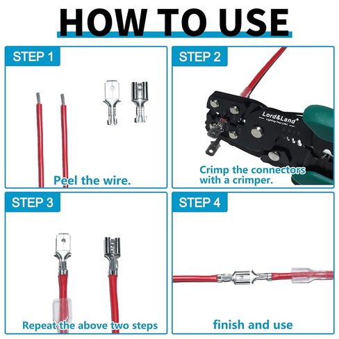 360 قطعة 2.8 مم 4.8 مم 6.3 مم مجموعة موصلات بأسمائها الحقيقية للذكور والإناث مع أكمام عازلة، موصلات كهربائية لأطراف تجعيد، أطراف كهربائية للأسلاك الكهربائية in Kuwait