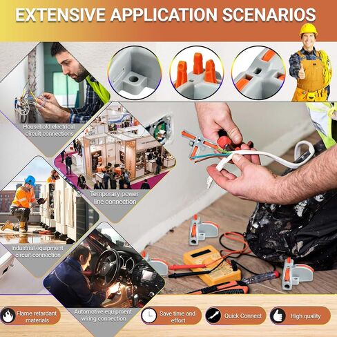 32 قطعة من موصلات أسلاك الرافعة، موصل موصل سلكي صغير الحجم على شكل حرف T، موصلات كهربائية مقسمة سريعة 3 اتجاهات، AWG 28-12، برتقالي in Kuwait