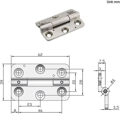 304 الفولاذ المقاوم للصدأ شقة قابلة للطي الثقيلة الباب المفصلي معدات الآلات الصناعية 1 قطعة in Kuwait