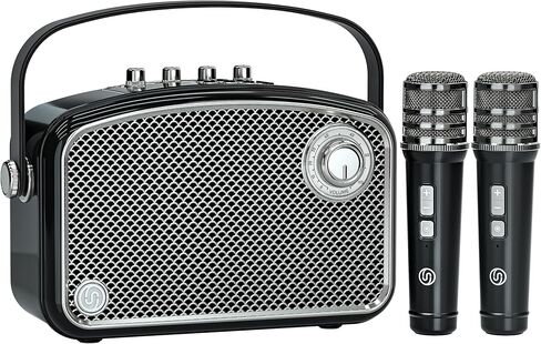 مضخم صوت قوي بقدرة 120 وات مع 2 ميكروفونات UHF، ومكبرات صوت بلوتوث مع ضبط الجهير/التردد/الصدى، ونظام سماعات PA صغير، وآلة كاريوكي للبالغين، والمعلمين، والتحدث أمام الجمهور، والأحداث in Kuwait