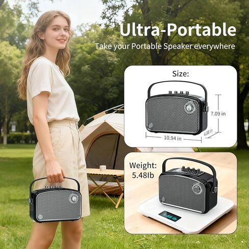 مضخم صوت قوي بقدرة 120 وات مع 2 ميكروفونات UHF، ومكبرات صوت بلوتوث مع ضبط الجهير/التردد/الصدى، ونظام سماعات PA صغير، وآلة كاريوكي للبالغين، والمعلمين، والتحدث أمام الجمهور، والأحداث in Kuwait