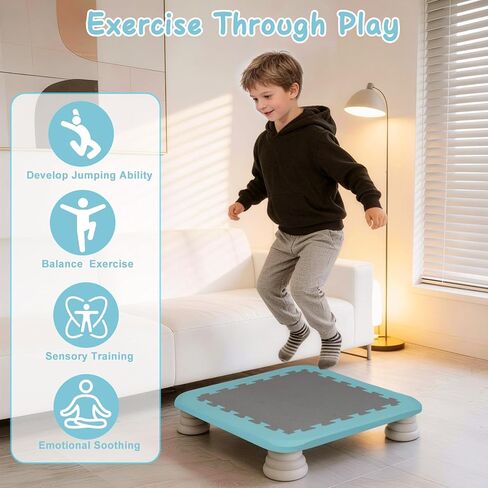 Mini Trampoline Bounce Board for Kids, 25 Inch Sensory Trampoline Indoor Outdoor for Balance & Coordination, Non-Slip Rebounder Board for Toddlers & Children, Max Load 220 lbs in Saudi Arabia
