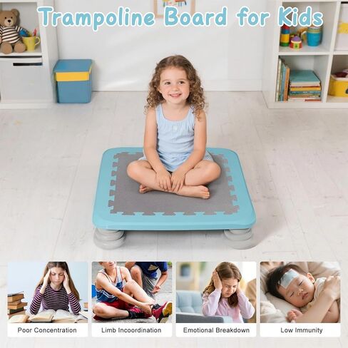 Mini Trampoline Bounce Board for Kids, 25 Inch Sensory Trampoline Indoor Outdoor for Balance & Coordination, Non-Slip Rebounder Board for Toddlers & Children, Max Load 220 lbs in Saudi Arabia