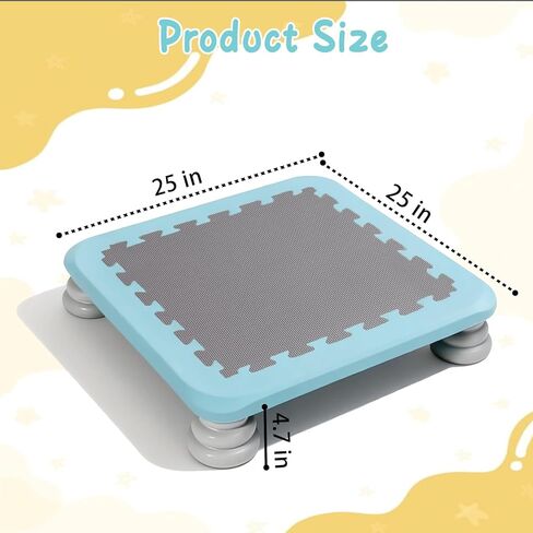Mini Trampoline Bounce Board for Kids, 25 Inch Sensory Trampoline Indoor Outdoor for Balance & Coordination, Non-Slip Rebounder Board for Toddlers & Children, Max Load 220 lbs in Saudi Arabia
