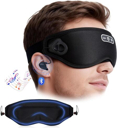 سماعات رأس سليب اللاسلكية بلوتوث 5.4، قناع نوم معتم بنسبة 100% مع سماعات بلوتوث مع سماعات أذن ستيريو هاي فاي، قناع عين مرجح ثلاثي الأبعاد للنوم والسفر والتأمل للرجال والنساء in Kuwait