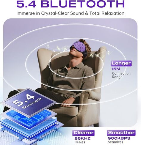 سماعات قناع النوم بلوتوث 5.4 مع ضغط ساخن وبارد ثلاثي الأبعاد قابل للإزالة، قناع عين مرجح TOPOINT ناعم، تبريد مسامي للنساء والرجال، نوم عميق، استرخاء، عيون متعبة، الصداع النصفي، السفر في المكتب in Kuwait