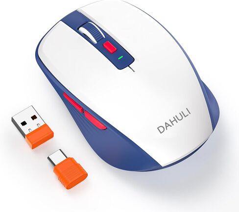 الماوس بلوتوث ، بلوتوث 5.1 + 2.4 جيجا هرتز USB + USB-C Dongle ، وضع الفأر اللاسلكي الثلاثي ، مع مفاتيح جانبية للأمام/للخلف ، نقرة صامتة ، أزرار جانبية ، محمولة للكمبيوتر المحمول ، MAC ، iPad (الأزرق الأبيض) in Saudi Arabia