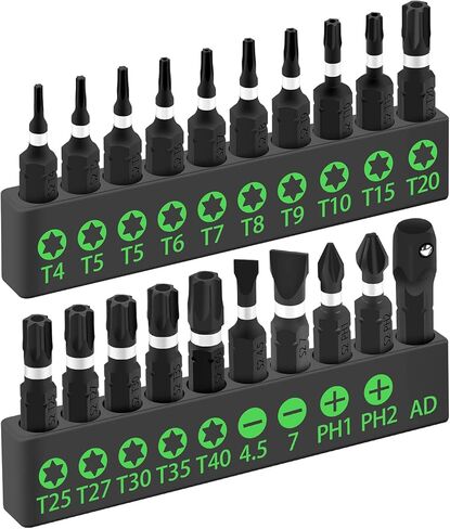 SWANLAKE Impact Torx Bit Set, 27-piece 1''&2'' Security Tamper Proof Magnetic Screwdriver Bits, T7-T40 CNC Machined Tips, S2 Steel Long Torque Star Bits with 4'' Impact Bit Holder and Storage Box in Saudi Arabia