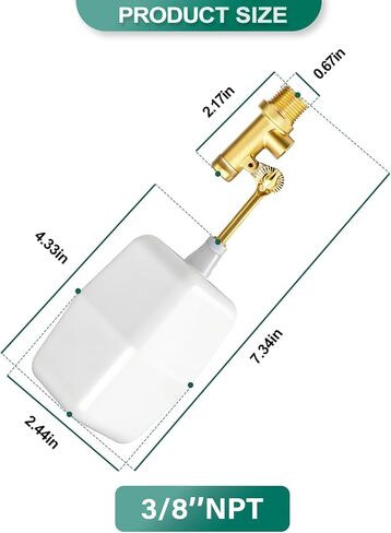 1 قطعة 3/8 "NPT ذكر صمام تعويم المياه، تعبئة أوتوماتيكية وصمام التحكم في مستوى المياه، مع ذراع نحاسي قابل للتعديل، للأوند والنوافير والخزانات وأحواض السمك in Kuwait