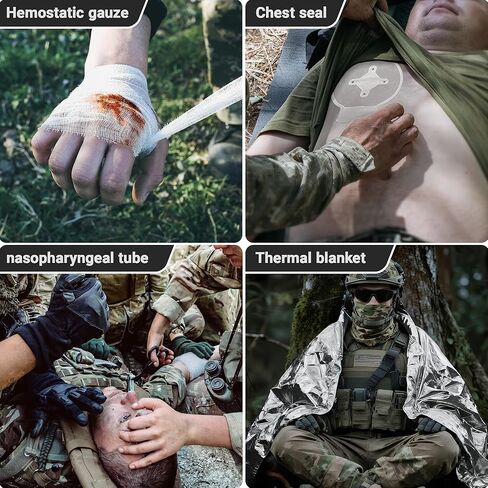 مجموعة الصدمات IFAK مع عاصبة، ضمادة إسرائيلية مقاس 6 بوصات، جبيرة، مجموعة الإسعافات الأولية التكتيكية للسيارة والتخييم والمشي لمسافات طويلة والسفر مع حقيبة مولي in Kuwait