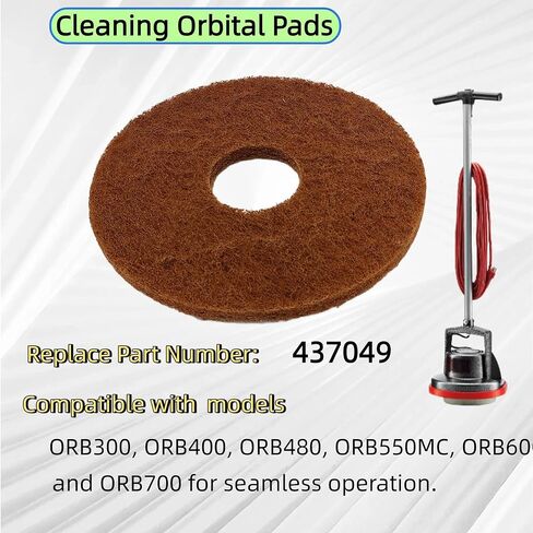 وسادة تنظيف بنية مقاس 12 بوصة 437049، 4 عبوات - متوافقة مع ماكينات الأرضيات Oreck Orbiter ORB300، ORB400، ORB480، ORB550MC، ORB600، ORB700 لإزالة الشمع والتنظيف العميق in Kuwait