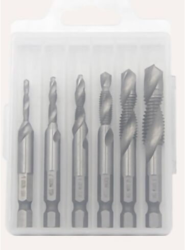 High Speed Steel Composite Thread Tap, 6Pcs Drill Taps for Drilling and Tapping,Spiral Design for Better Chip Clearing Process (Long Type) in Saudi Arabia