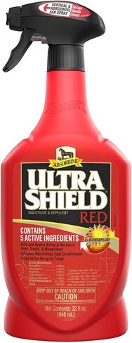 Absorbine UltraShield Red Fly Spray, Insecticide and Repellent for Horses & Livestock, Stays Active Up to 7 Days, 32oz Quart Spray Bottle in Kuwait