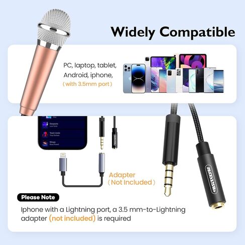 Mini Microphone 3.5mm Jack, Tiny ASMR Microphone for Voice,Singing,Karaoke,Vlogging,Podcasting, Compatible with Phones,Tablets,Computers (Gold) in Saudi Arabia