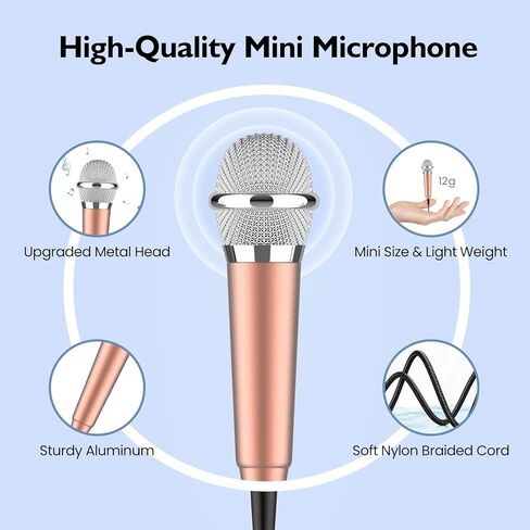 Mini Microphone 3.5mm Jack, Tiny ASMR Microphone for Voice,Singing,Karaoke,Vlogging,Podcasting, Compatible with Phones,Tablets,Computers (Gold) in Saudi Arabia