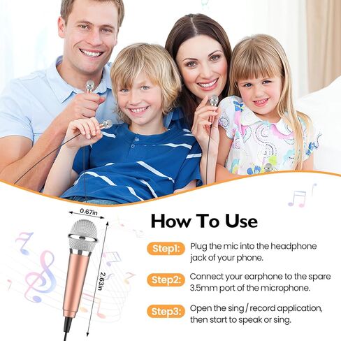 Mini Microphone 3.5mm Jack, Tiny ASMR Microphone for Voice,Singing,Karaoke,Vlogging,Podcasting, Compatible with Phones,Tablets,Computers (Gold) in Saudi Arabia