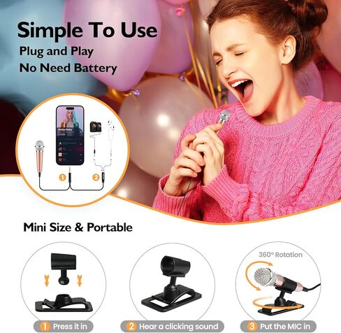 Mini Microphone 3.5mm Jack, Tiny ASMR Microphone for Voice,Singing,Karaoke,Vlogging,Podcasting, Compatible with Phones,Tablets,Computers (Gold) in Saudi Arabia