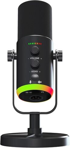 OMISTAR XLR/USB Dynamic RGB Microphone, PC Microphone with Noise Reduction, Volume Control, Mute Function, Metal Build, Easy-Mount Base for Gaming, Recording, Streaming in Saudi Arabia