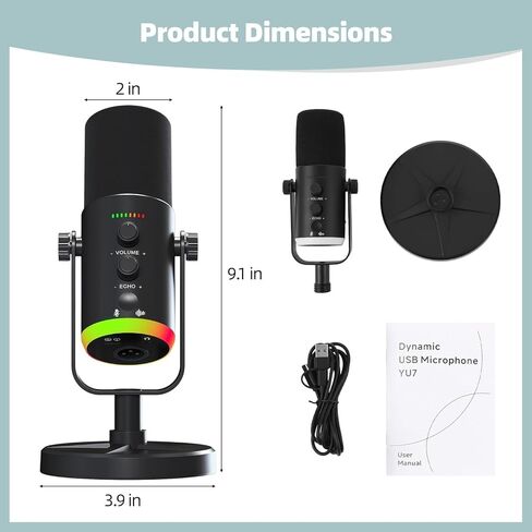 OMISTAR XLR/USB Dynamic RGB Microphone, PC Microphone with Noise Reduction, Volume Control, Mute Function, Metal Build, Easy-Mount Base for Gaming, Recording, Streaming in Saudi Arabia