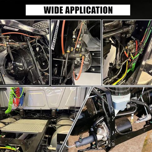 3/8 "DOT Air Brake Line Tee Fittings 2 Pack، 3/8" OD Tube x 1/4 "NPT دفع الموضوع لتوصيل تركيب خرطوم الهواء، مركب PTC/PTCR ومركب اتحاد النحاس لنظام التعليق الهوائي لمقطورة الشاحنة in Kuwait