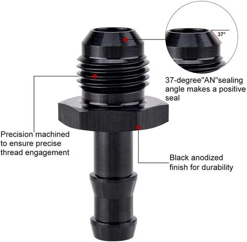 YSIL 2PCS 6AN Male to 1/4" Barb Push on Lock Hose Fitting for Rubber Fuel Line Aluminum Black in Saudi Arabia